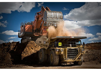 mining scene dump truck loaded excavator shovel iMINCO